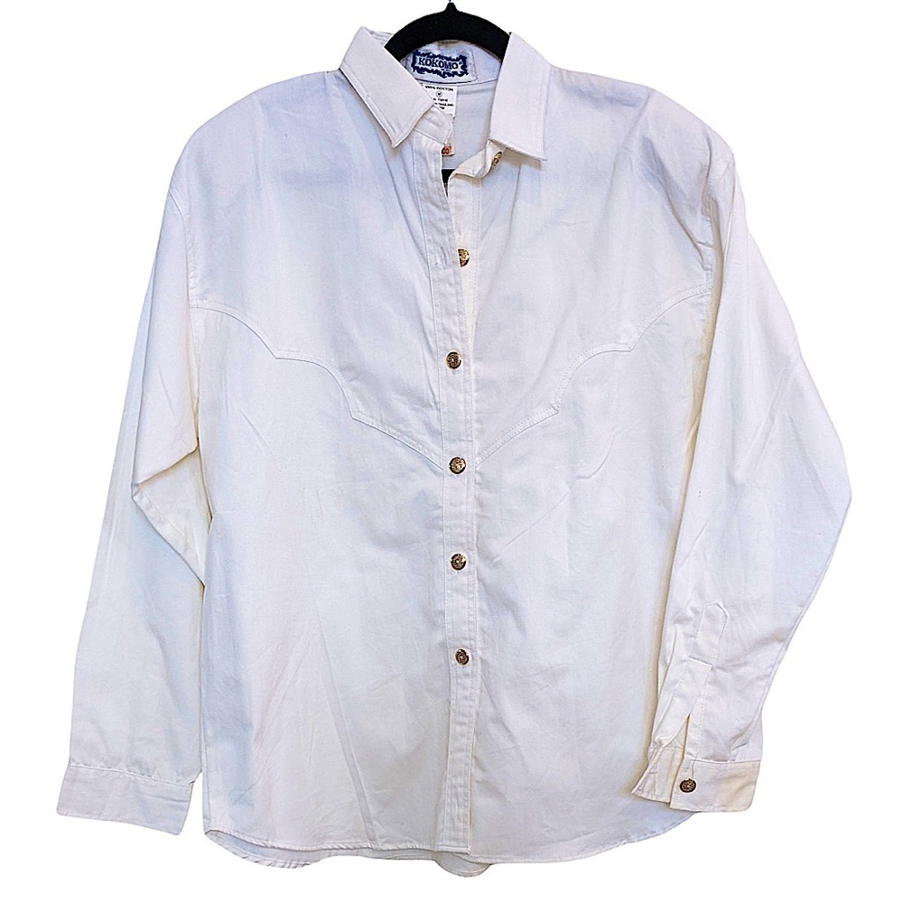 VINTAGE White Kokomo Western Style Shirt Size Medium